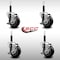 Service Caster 3.5'' SS Black Poly Swivel 3/4'' Expanding Stem Caster Set with Brake, 4PK SCC-SSEX20S3514-PPUB-BLK-TLB-34-4 - alternate 2